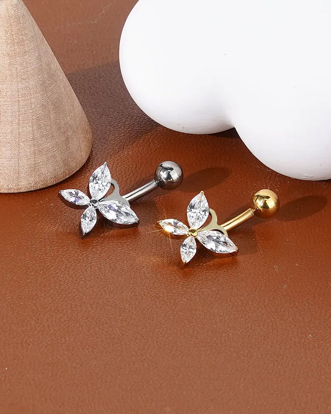 1Pc Titanium Belly Button Piercing Ring for Women CZ Heart Butterfly Dangle Navel Ring Belly Piercing Body Jewelry