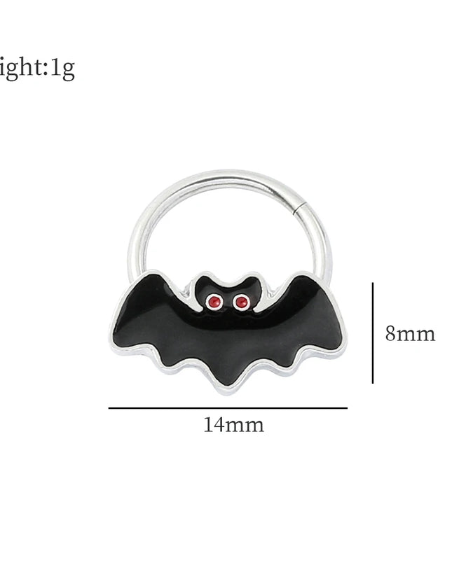 Halloween Gift Hinged Segment Nose Ring Women Ear Rings Nose Piercing Ghost Bat Ear Nose Septum Piercing Body Jewelry