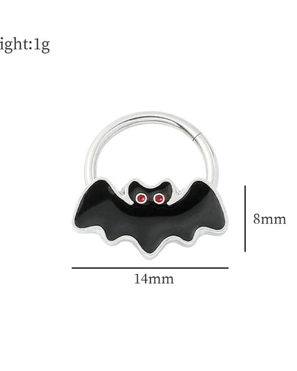 Halloween Gift Hinged Segment Nose Ring Women Ear Rings Nose Piercing Ghost Bat Ear Nose Septum Piercing Body Jewelry