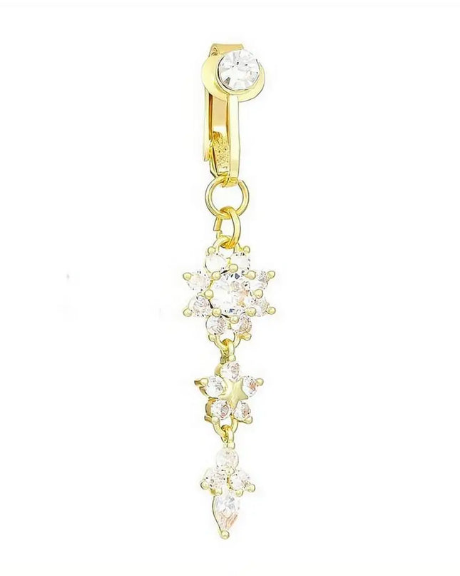 Clip On Belly Button Ring Fashion Navel Piercing Flower Pendant Belly Button Rings Belly Piercing Body Jewelry Sexy Dangle