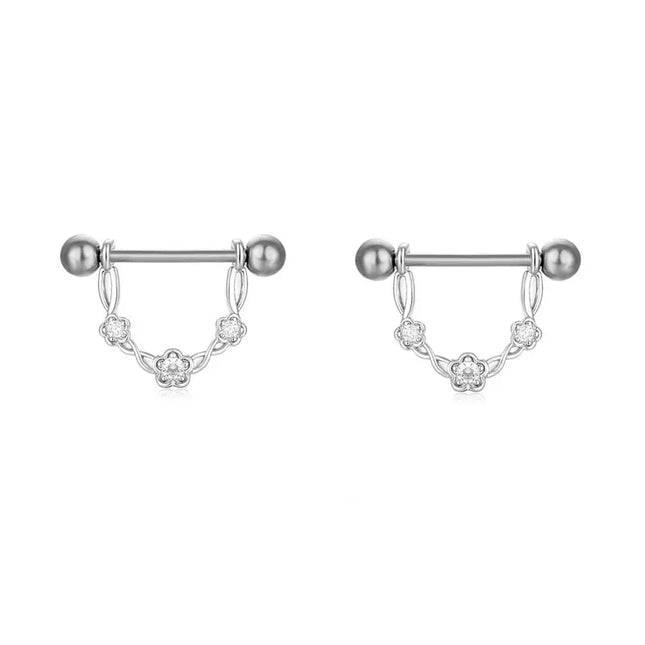Sexy Nipple Ring Stainless Steel Zircon U Shape Barbell Nipple Studs Piercing Helix Piercing Body Papillary nail Jewelry