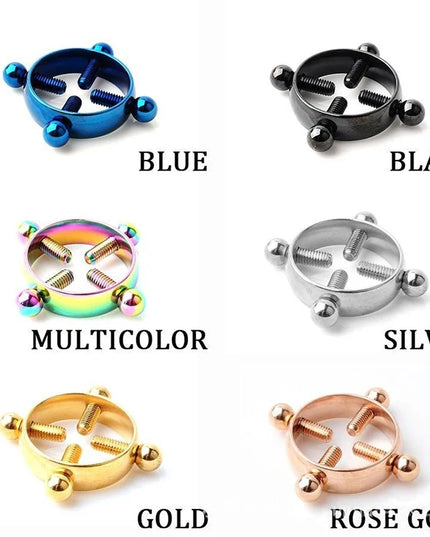 1Pc Stainless Steel Adjustable Nipple Ring For Women, Various Colors Clip On Nipple Rings Fake Nipple Piercing Jewelry.