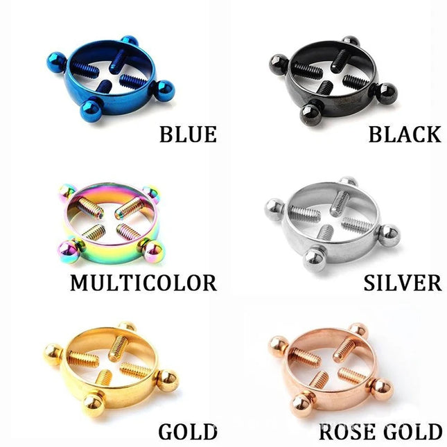 1Pc Stainless Steel Adjustable Nipple Ring For Women, Various Colors Clip On Nipple Rings Fake Nipple Piercing Jewelry.
