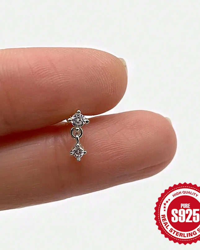 AIDE Heart Round Ball Flat Helix Piercing Earring 925 Sterling Silver Ear Studs Geometric Zircon Exquisite Trinket Studs Aretes