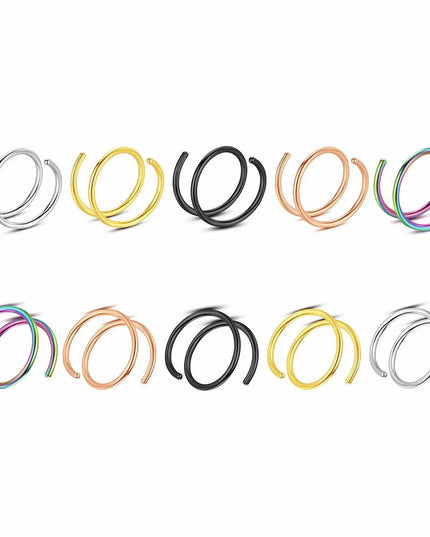 1 Piece Double Layers Stainless Steel Nose Ring Studs for Women 20G Hoops Twist Cartilage Tragus Septum Piercings Body Jewelry