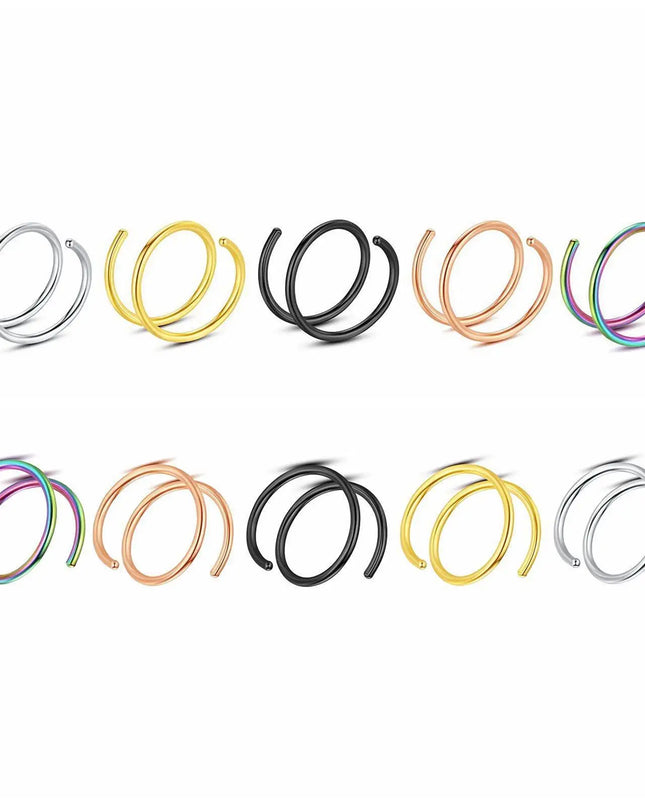1 Piece Double Layers Stainless Steel Nose Ring Studs for Women 20G Hoops Twist Cartilage Tragus Septum Piercings Body Jewelry