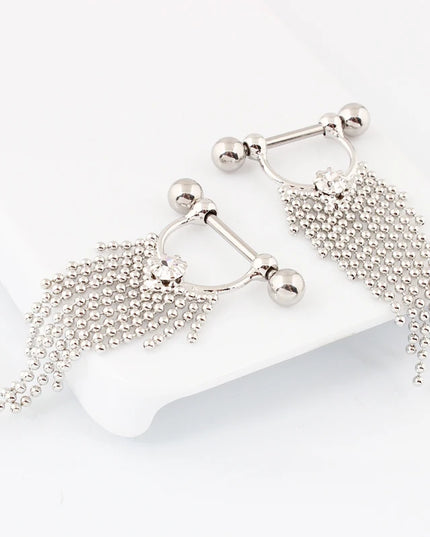 Retail 2 pieces/lot Tassel Nipple ring body Piercing jewelry 14G 316L surgical steel bar Nickel-free