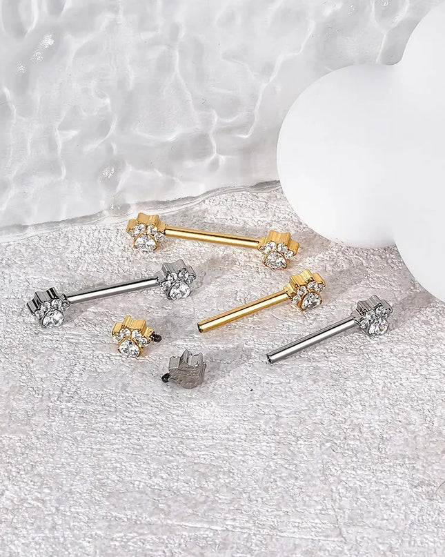 1Pc Titanium Nipple Barbell Piercing Zircon Nipple Ring with Pendant Bar Piercing Internally Threaded Women Body Accessaries
