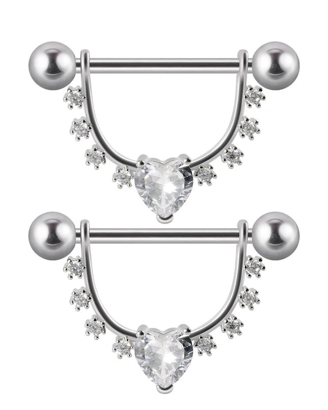 1Pair Sword Cross Nipple Piercing Barbell Surgical Steel Crystal Nipple Shield Cover Heart Butterfly Nipple Ring Body Jewelry14G