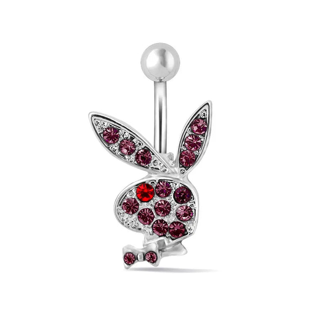 1pc Belly Button Rings Bunny Navel rings  Rabbit Belly Rings for Women Gem stone Pink Blue Bunny Fake Belly Piercing Rin