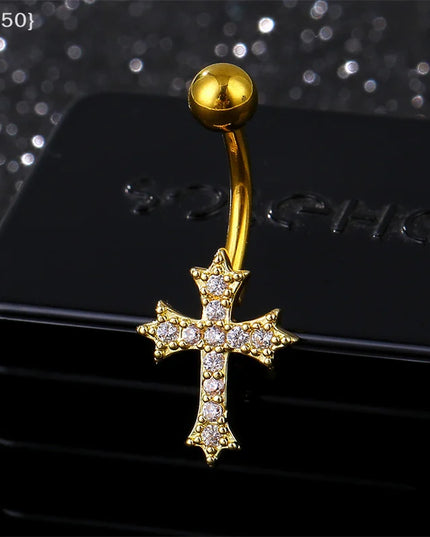 Chic Personalized Cross Pendant Belly Button Rings For Women, Sexy Navel Nail Body Jewelry Gifts