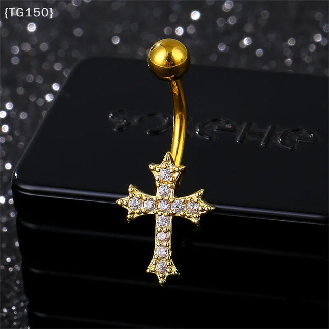 Chic Personalized Cross Pendant Belly Button Rings For Women, Sexy Navel Nail Body Jewelry Gifts