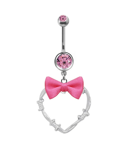 Beautiful Bow Belly Button Ring for Women Heart-shaped Belly Piercing Jewerly Surgical Steel Body Piercing Jewelry