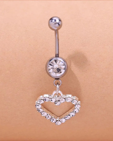 Stonefans Rhinestone Heart Belly Button Nails Body Piercing Jewelry Sexy Crystal Belly Button Ring Wholesale Jewelry for Women