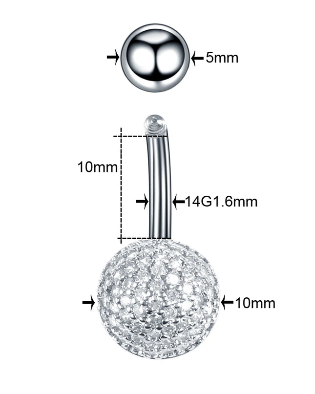 1PC Belly Button Piercing Crystal Ball Butterfly Navel Piercing Stainless Steel Belly Button Ring Cartilage Earring Jewelry