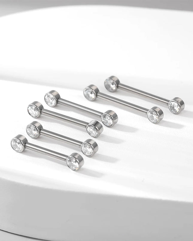 1Pc Titanium Nipple Barbell Piercing Zircon Nipple Ring with Pendant Bar Piercing Internally Threaded Women Body Accessaries