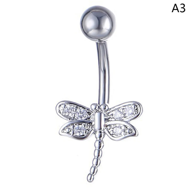 Crystal Belly Button Ring Animal Shape Belly Piercing Stainless Steel Heart Navel Curved Barbell Rings Sexy Body Jewelry