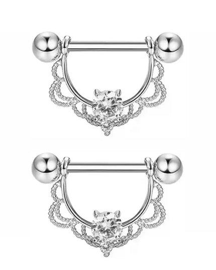 1Pair Pink Butterfly Nipple Piercing Jewelry Shiny Crystal Nipple Rings For Women Girls Heart Nipple Barbells Piercing Pezon