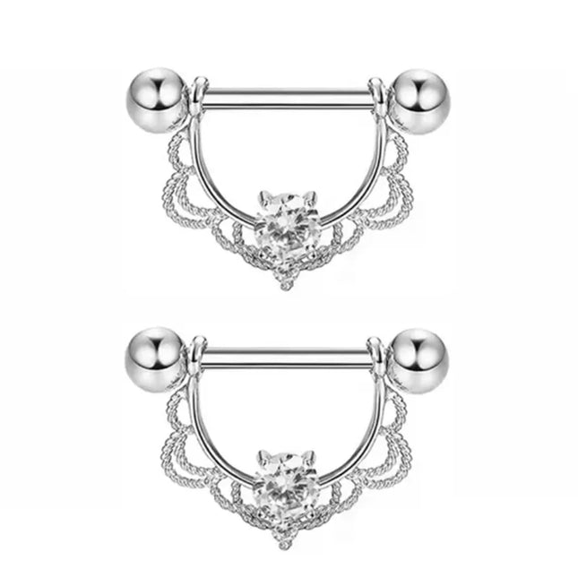 1Pair Pink Butterfly Nipple Piercing Jewelry Shiny Crystal Nipple Rings For Women Girls Heart Nipple Barbells Piercing Pezon