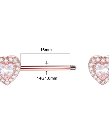 1PC Surgical Steel CZ Nipple Rings Piercing 14G Paved Zircon Heart Nipple Shield Rings Sexy Nipple Mamilo Piercing Women Jewelry