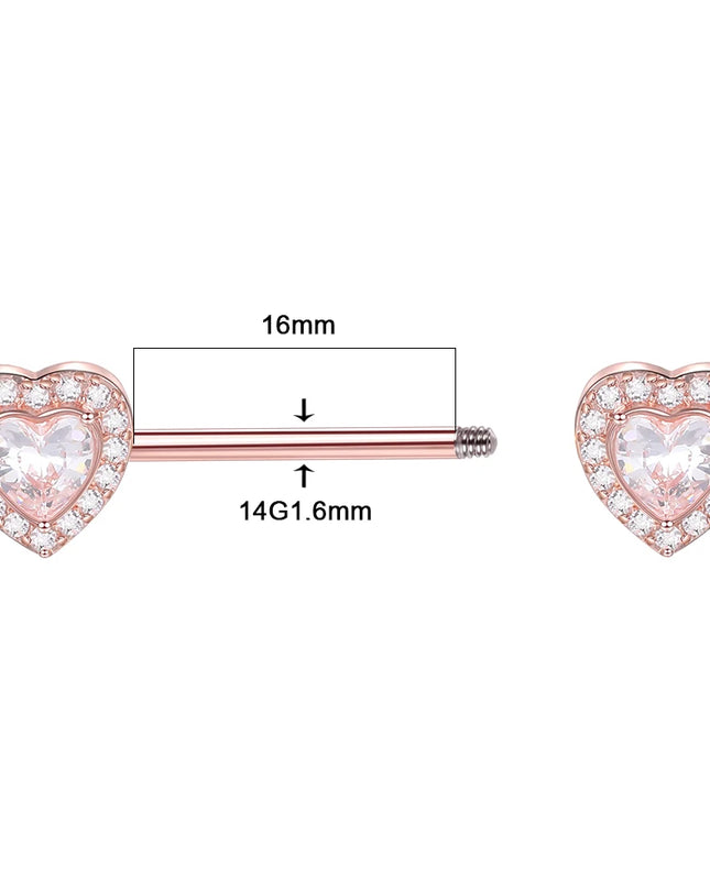 1PC Surgical Steel CZ Nipple Rings Piercing 14G Paved Zircon Heart Nipple Shield Rings Sexy Nipple Mamilo Piercing Women Jewelry
