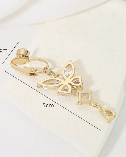 Clip On Belly Button Ring Butterfly Shape Copper Zircon Fake Belly Piercing Umbilical Navel Body Jewelry Trendy Fashion Style