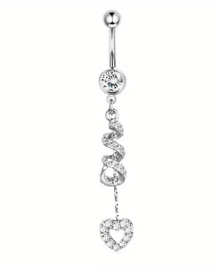 Bobisty Navel Ring 14G Heart Snake Butterfly CZ Dangling Belly Ring for Women Stunning Belly Button Piercing Jewelry