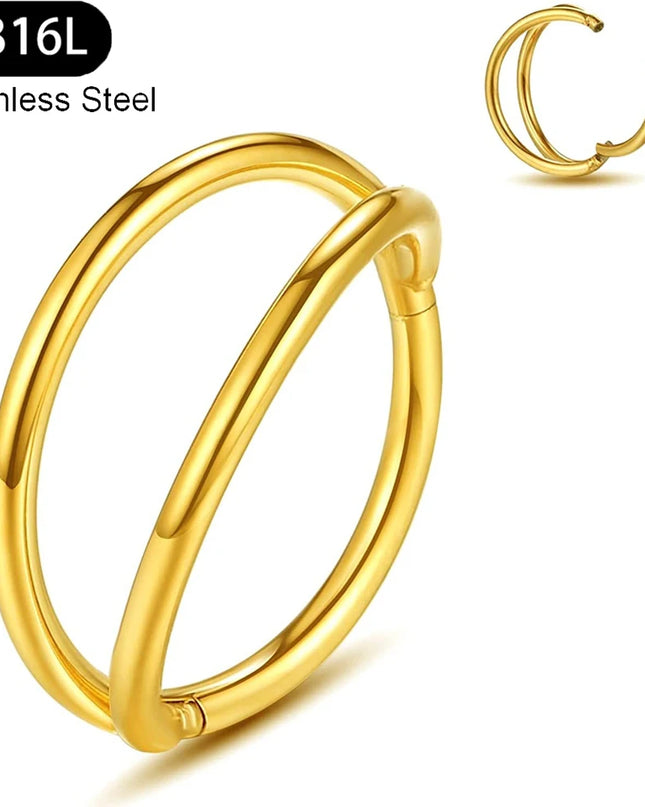 Double Nose Rings Hoops, Septum Cartilage Hoop Earrings, Open Stacked Nose Rings for Women and Men, Piercing Jewelry Gift.