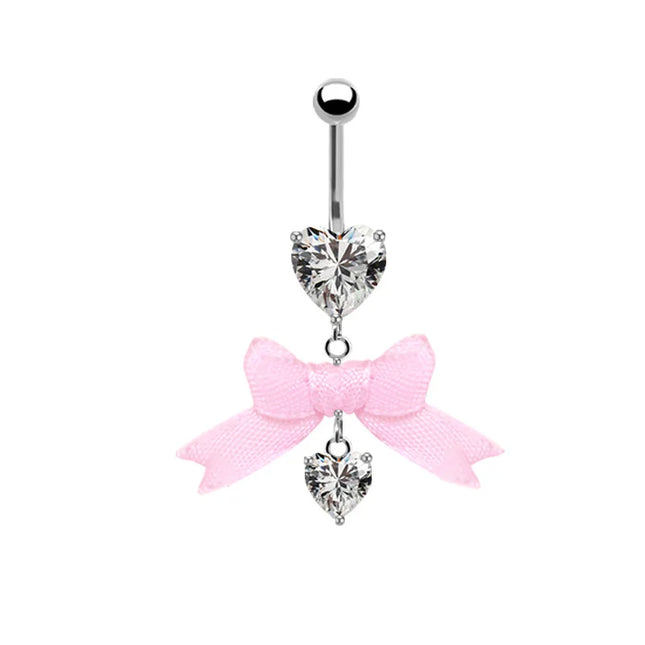 Beautiful Bow Belly Button Ring for Women Heart-shaped Belly Piercing Jewerly Surgical Steel Body Piercing Jewelry