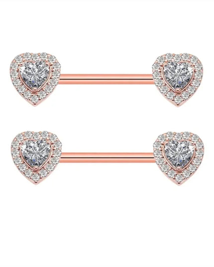 Pink Heart Nipple Piercing Barbell Set Shiny Crystal Nipple Rings Bulk For Women Flower Nippel Jewelry Pack Piercing Teton Lots