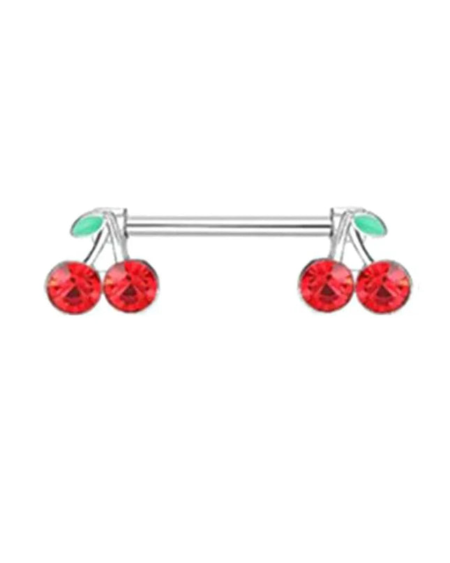 1 Pair Cute Red Crystal Cherry Breast Rings 14G Titanium Nipple Chest Piercing Body Jewelry Women Sexy Accessories Ornament