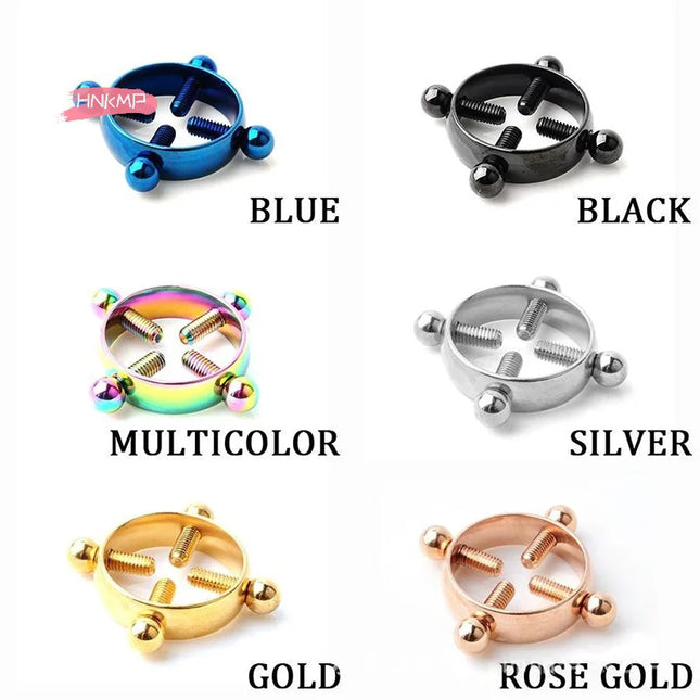 1Pcs Adjustable Stainless Steel Nipple Ring Clip-On Fake Nipple Piercing Jewelry for Women Various Colors Available