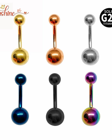 G23 Titanium 14G Belly Button Rings Zircon Highly Polishing Threaded Eyebrow Nails ASTM F136 Body 1pcs Wholesale Belly Button