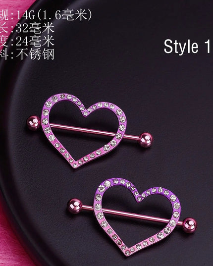 Retro Snake Nipple Piercing Jewelry Shiny Crystal Bunny Rabbit Nipple Rings For Women Girls Heart Nipple Barbells Piercing Pezon
