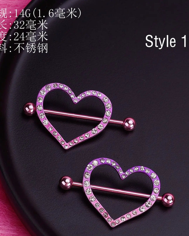 Retro Snake Nipple Piercing Jewelry Shiny Crystal Bunny Rabbit Nipple Rings For Women Girls Heart Nipple Barbells Piercing Pezon