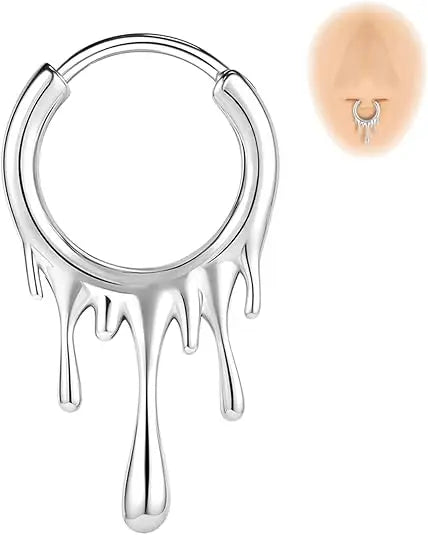 1Pcs Ombre Color Stainless Steel Nose Ring 18G Septum Ring Lava Irregular Pattern Earring Jewelry 10mm
