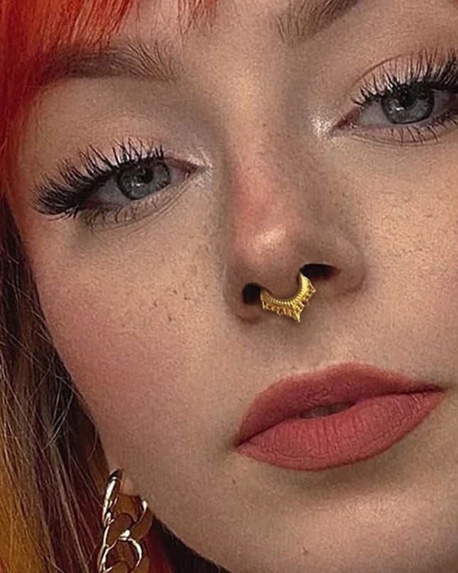Giga 1PCS Vintage Stainless Steel Nose Rings Hinged Septum Earrings Cartilage Tragus Helix Hoops Body Piercing Jewelry