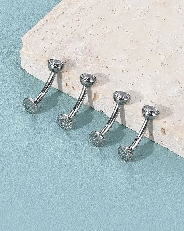1/5PCS Titanium Curved Belly Button Rings 14G CZ Floating Belly Button Rings 10mm Navel Piercing Labret Lip Stud Women Jewelry