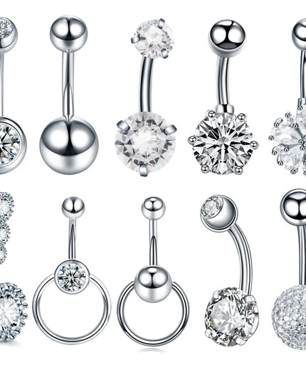 1Pc Surgical Steel Belly Button Ring Navel Nombril Piercing CZ Belly Ring Sexy Women Belly Piercing Body Jewelry Ombligo 14G