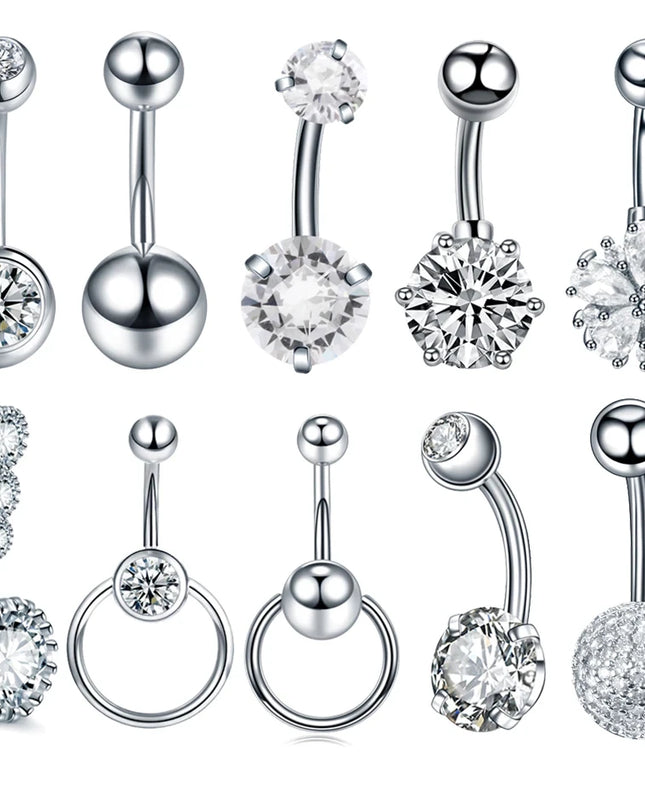 1Pc Surgical Steel Belly Button Ring Navel Nombril Piercing CZ Belly Ring Sexy Women Belly Piercing Body Jewelry Ombligo 14G