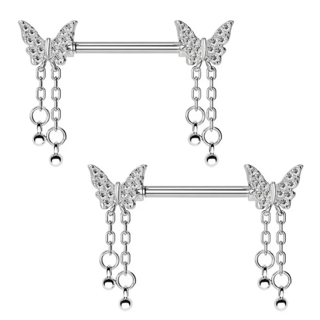2 Pcs Stainless Steel Pink Nipple Piercing Jewelry Heart Wings Niplple Barbell Moon Devil Nipple Rings Body Piercing Pezon Mujer