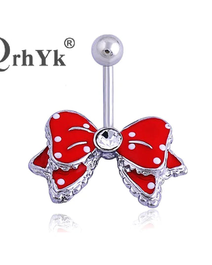 1Pc Stainless Steel Bow Piercing Fake Belly Button Ring Body Jewelry Ornaments For Women Simple Fashion Bow Belly Jewelry