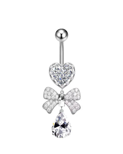 Stainless Steel Belly Piercing Jewelry Exquisite Heart Bow Belly Button Rings For Women Girls Fashion Navel Ring Body Jewelry