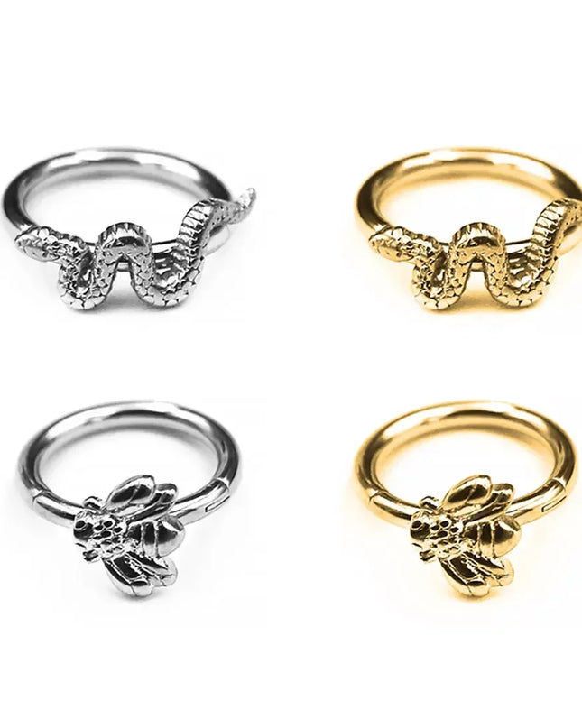 Nose Rings Hinged Segment Daith Hoop Rings Snake Bee Nose Ear Cartilage Ring Lip Septum Piercing Jewelry