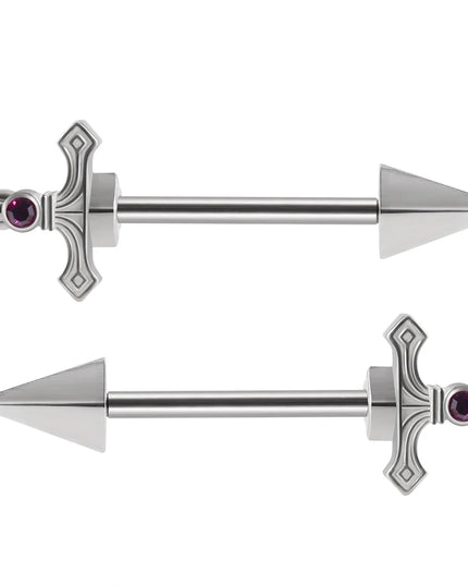 1Pair Sword Cross Nipple Piercing Barbell Surgical Steel Crystal Nipple Shield Cover Heart Butterfly Nipple Ring Body Jewelry14G