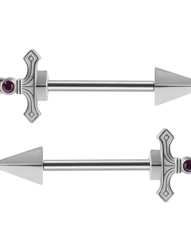 1Pair Sword Cross Nipple Piercing Barbell Surgical Steel Crystal Nipple Shield Cover Heart Butterfly Nipple Ring Body Jewelry14G