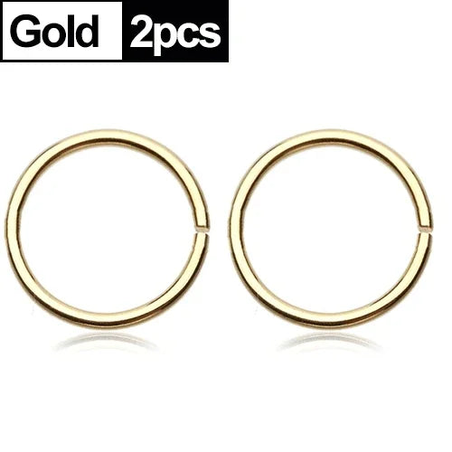 1/2pcs Nose Ring Clips Septum Ring Hoop Cartilage Tragus Helix Small Piercing Nose Rings  For Women Body Jewelry Accessories