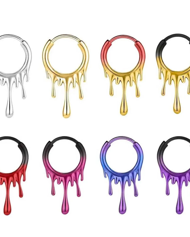 1Pcs Ombre Color Stainless Steel Nose Ring 18G Septum Ring Lava Irregular Pattern Earring Jewelry 10mm