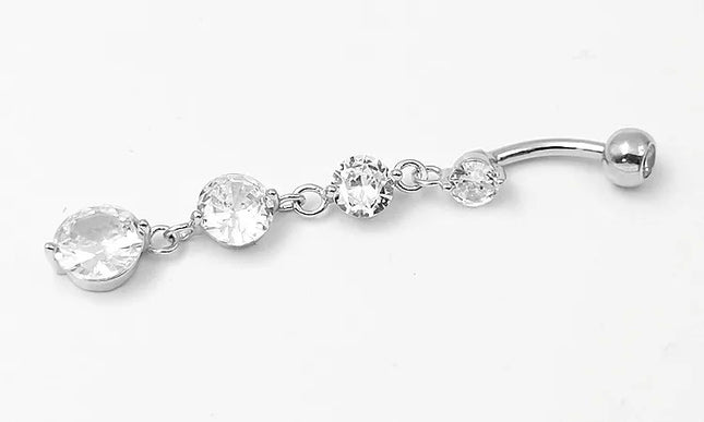 925 sterling silver Dangle Belly Button Rings for Women Fashion CZ Belly Ring Dangling navel piercing jewelry