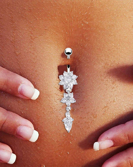 Crystal Belly Button Rings Navel Ring Zircon Drop Dangle Body Belly Piercing Jewelry for Women Beach Belly Navel Rings